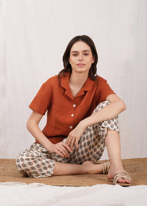 Women's Relaxed Gauze Shirt Rust